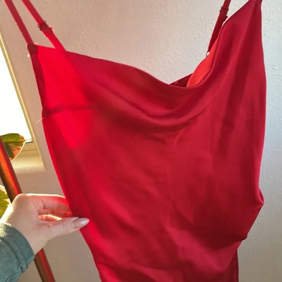 LULUS Red Satin Slip Dress - Picture 4 of 8